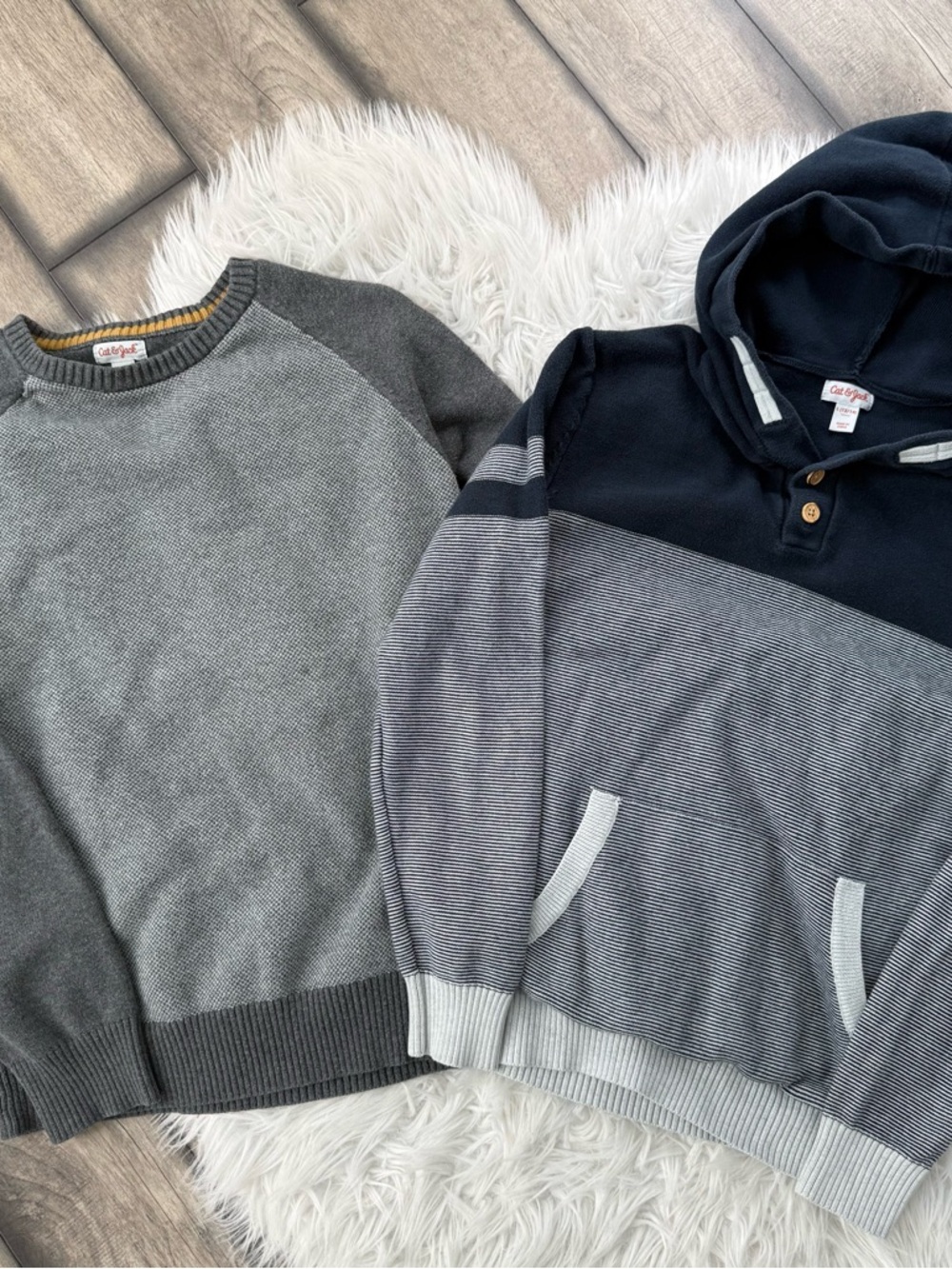 Cat & Jack Boys Navy and Gray Hooded and Crewneck Sweater Set